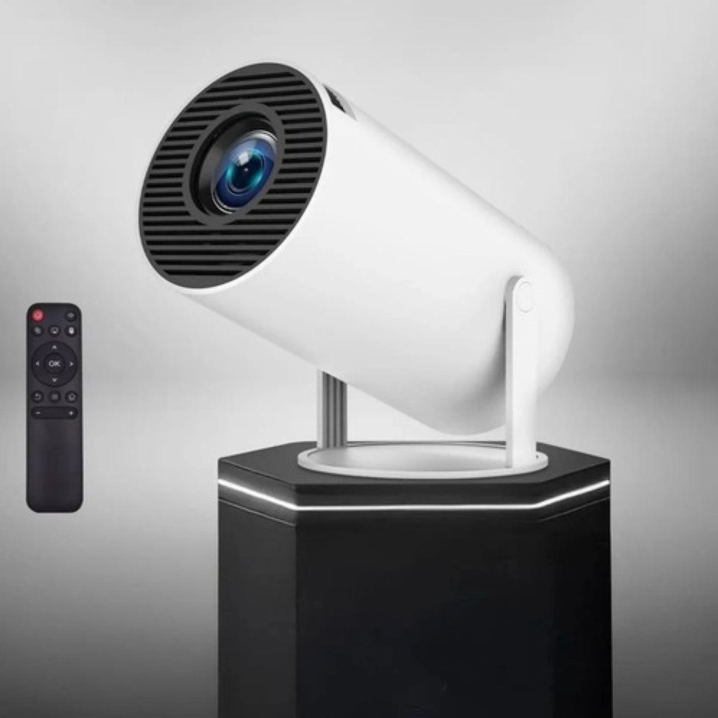 Android Akıllı Projeksiyon Cihazı 4K | Taşınabilir WiFi Bluetooth LED Projektör | Ev Sineması – Otomatik Odaklama + Kumanda Dahil