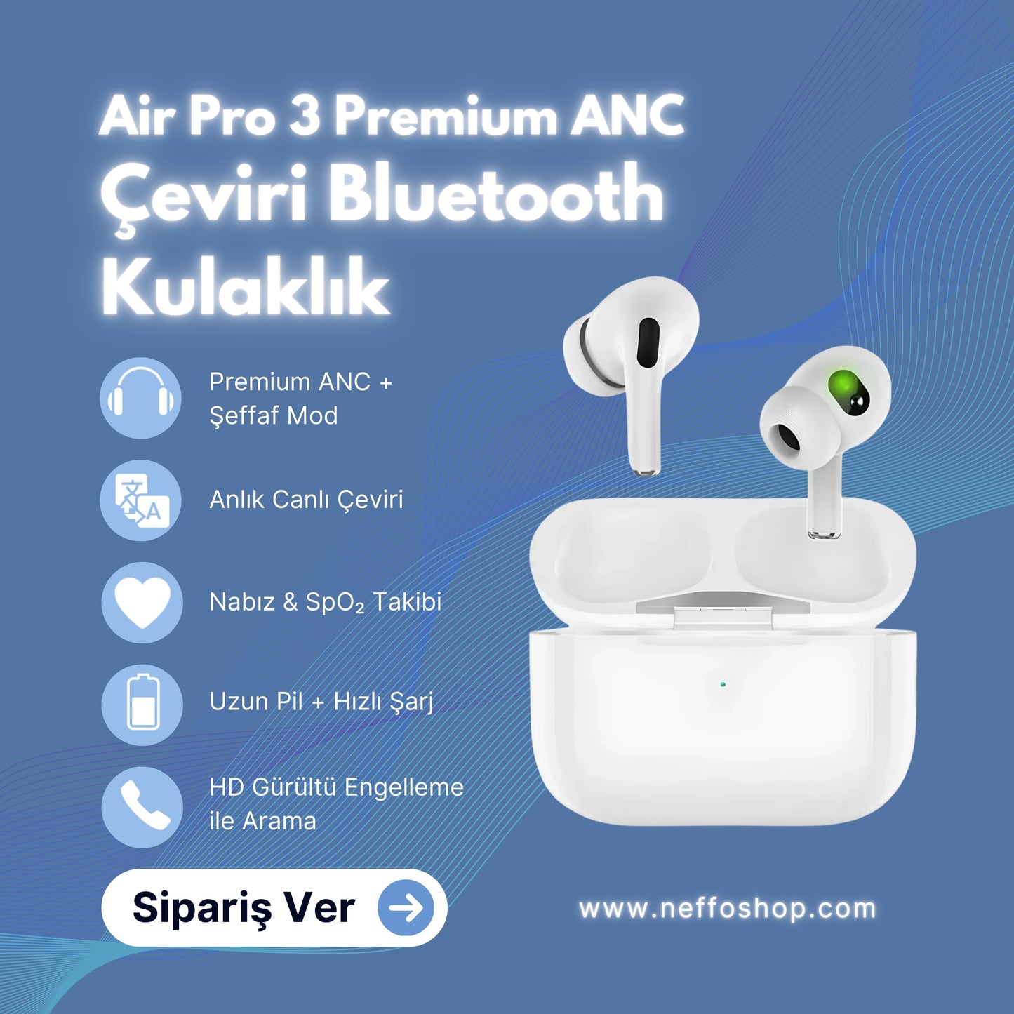 Air Pro 3 Premium ANC Ai Çeviri Kulaklık