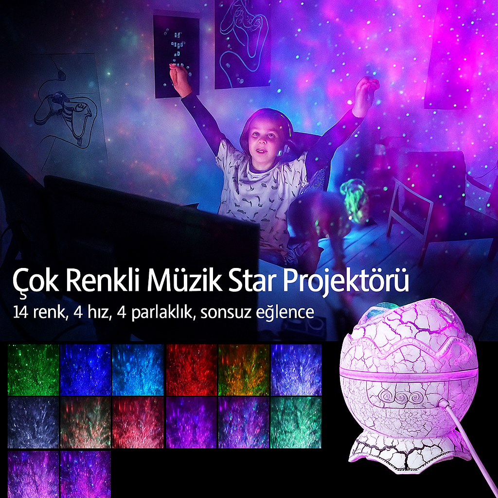 Galaxy Egg Lamp Sesli ve Işıklı Bluetooth Cihazı