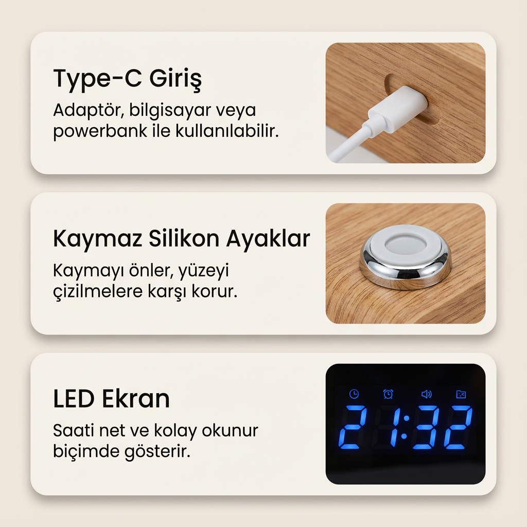 Difüzör Hava Nemlendirici – Bluetooth Hoparlörlü RGB Işıklı Dijital Saat