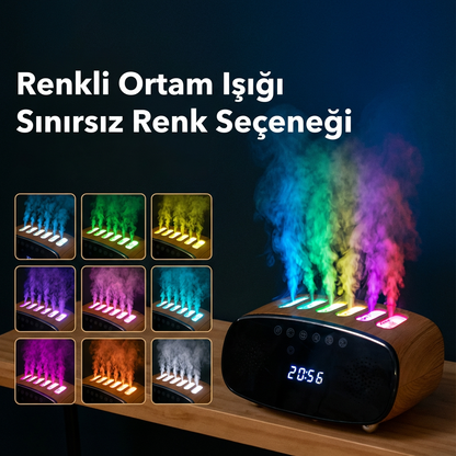 Difüzör Hava Nemlendirici – Bluetooth Hoparlörlü RGB Işıklı Dijital Saat
