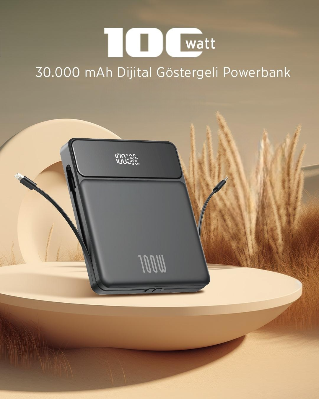 100W Powerbank | Laptop, Tablet ve Telefon Uyumlu Süper Hızlı Taşınabilir Şarj Cihazı