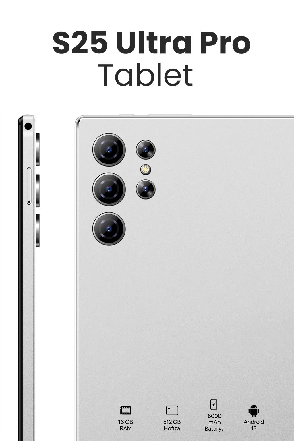 NEFFO S25 Ultra Pro Tablet 16GB RAM + 512GB Hafıza | 10.1” Ekran | 8000mAh Batarya | Android 13