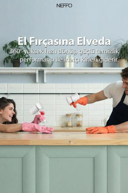 Şarjlı Çok Amaçlı Döner Temizlik Fırçası 5 Başlıklı