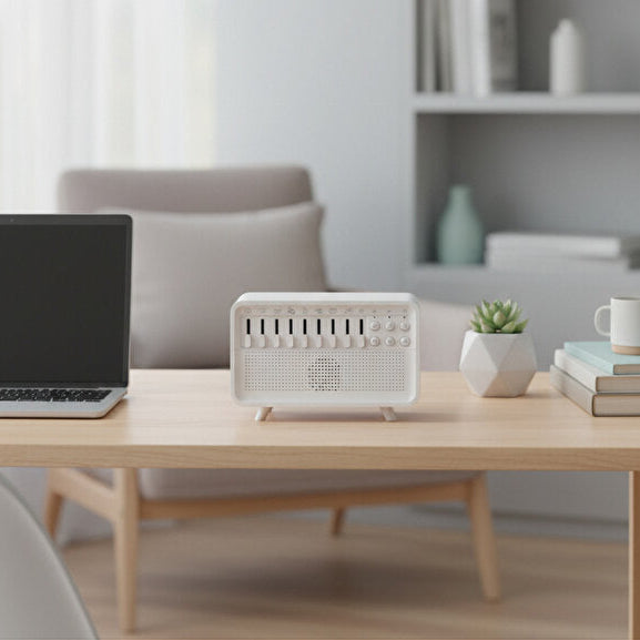 Bluetooth Hoparlörlü Hava Nemlendirici – White Noise & Alev Efekt